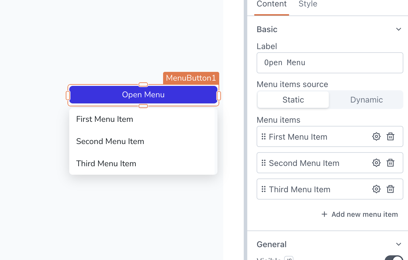 Display images on table row selection